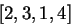 $[2,3,1,4]$