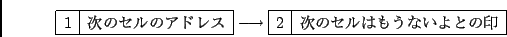 \begin{displaymath}
\begin{array}{\vert c\vert c\vert} \hline
1 & $B<!$N%;%k$N%